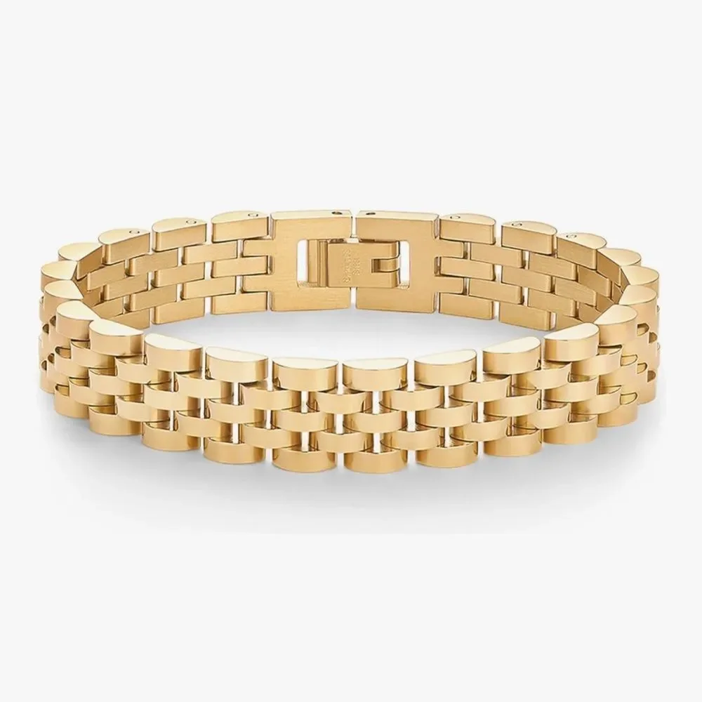 NEW 14K Gold Plated Waterproof Watch Strap Chain Bracelet